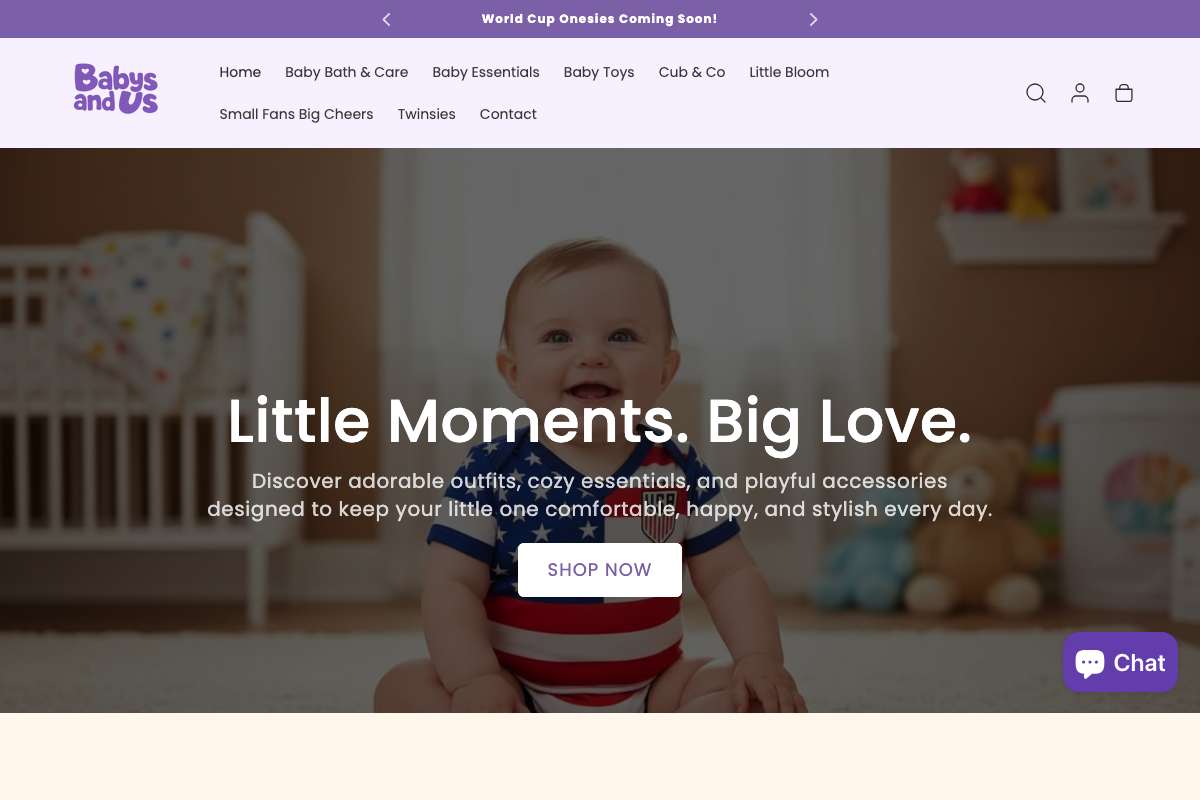 Babys and Us website